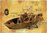 Лодка с гребными колесами по проекту Леонардо да Винчи
