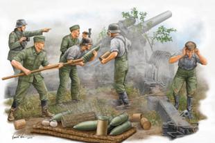 Солдатики немецкие артиллеристы, расчёт гаубицы